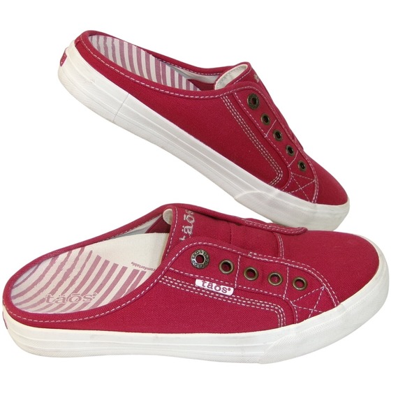 Taos EZ Soul Red Canvas Mule Sneakers Slip On Casual Shoes Women's 8.5 - Picture 1 of 5